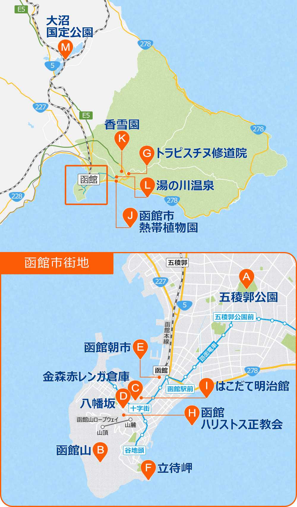 函館人気スポット・観光情報地図