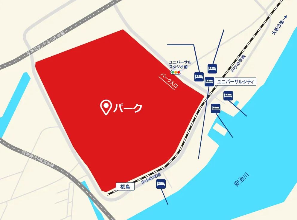 ユニバーサル・スタジオ・ジャパン®（USJ）周辺地図